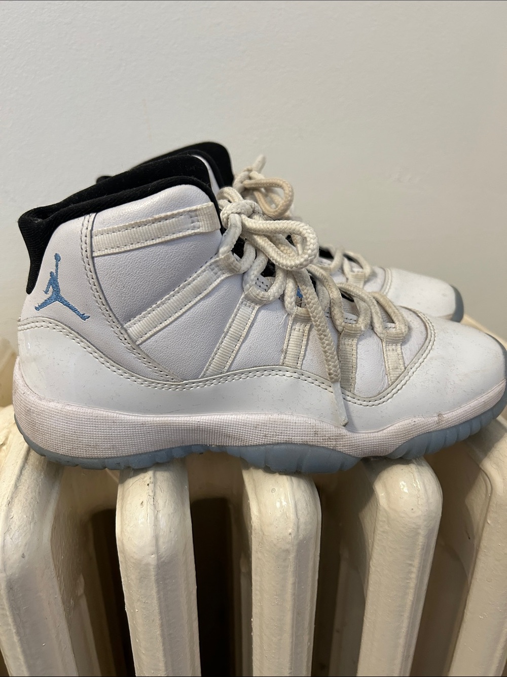 Jordan Kids' White and Light Blue High-Top Sneakers